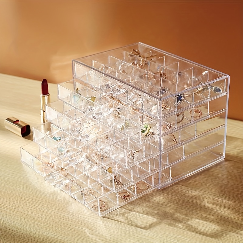 Trinkets Dust-proof Storage Box with Transparent Layer Grid